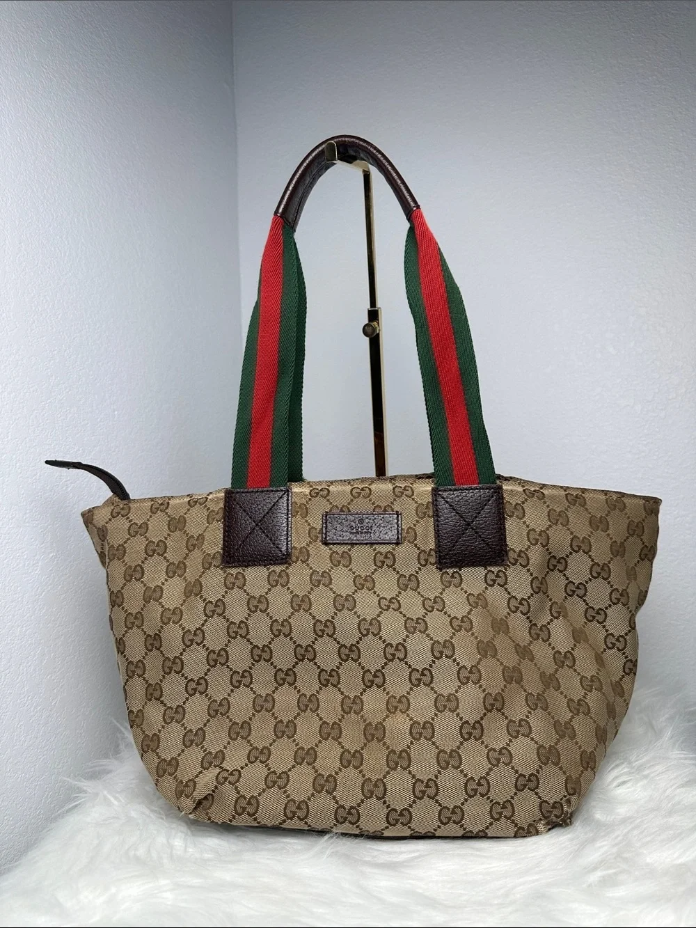 💯Authentic Gucci Cherryline GG Canvas Tote Bag Brown Beige🍀
